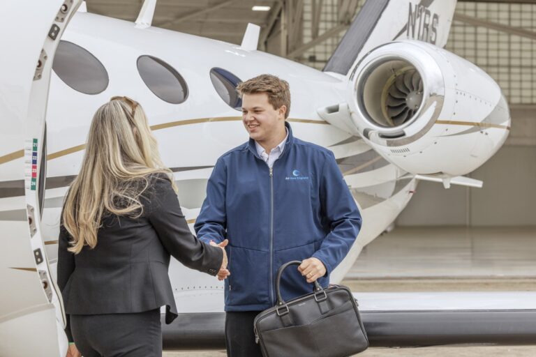 air-new-england-citation-mustang-pilot-greeting-passanger