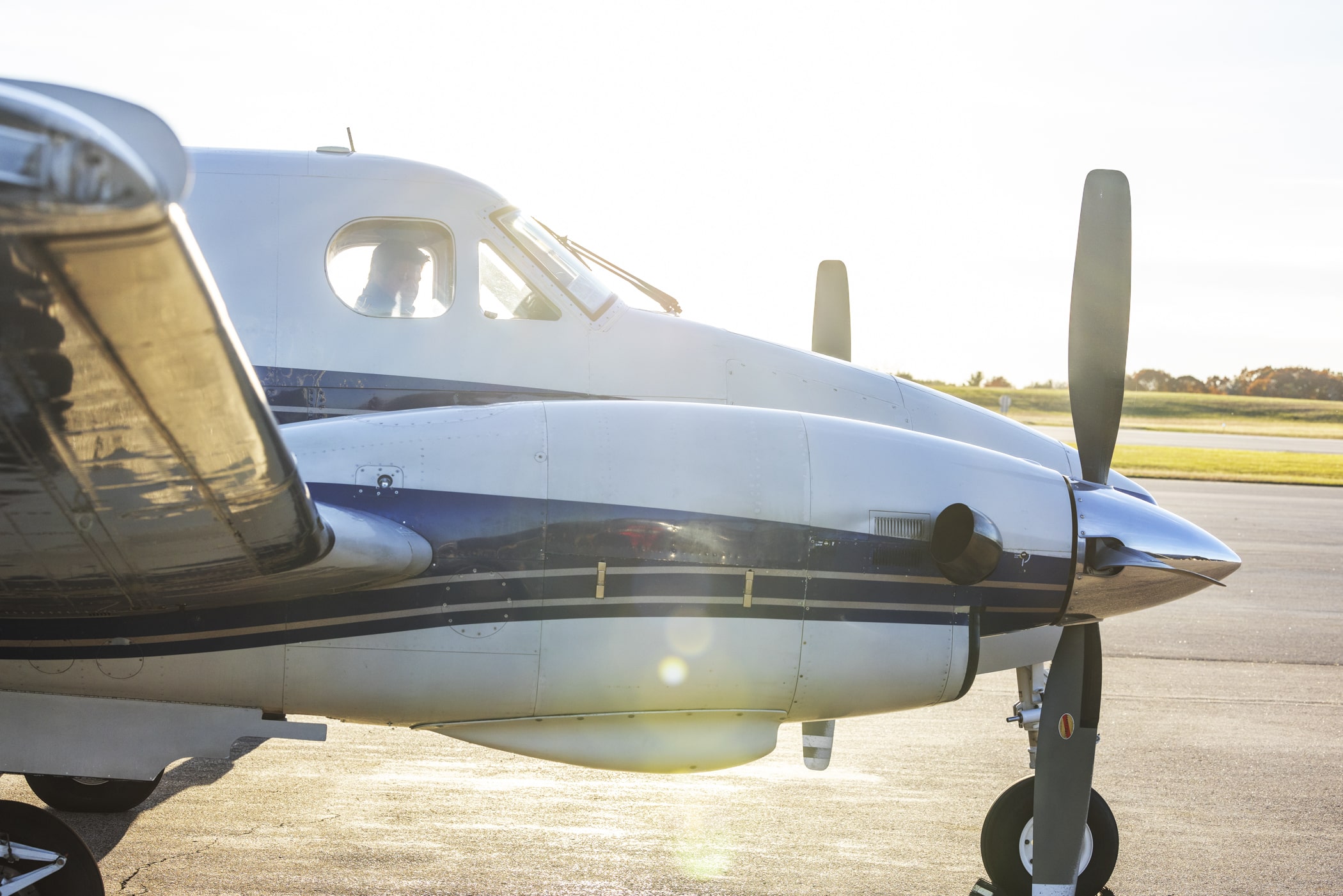 Side exterior of private jet in the sun