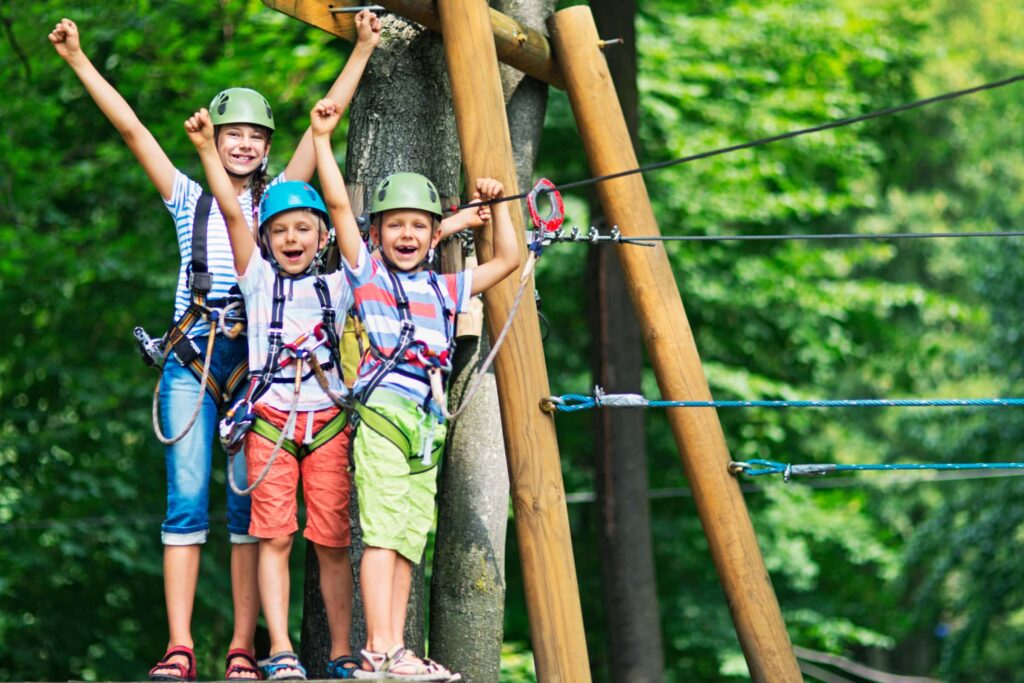 children outside climbing