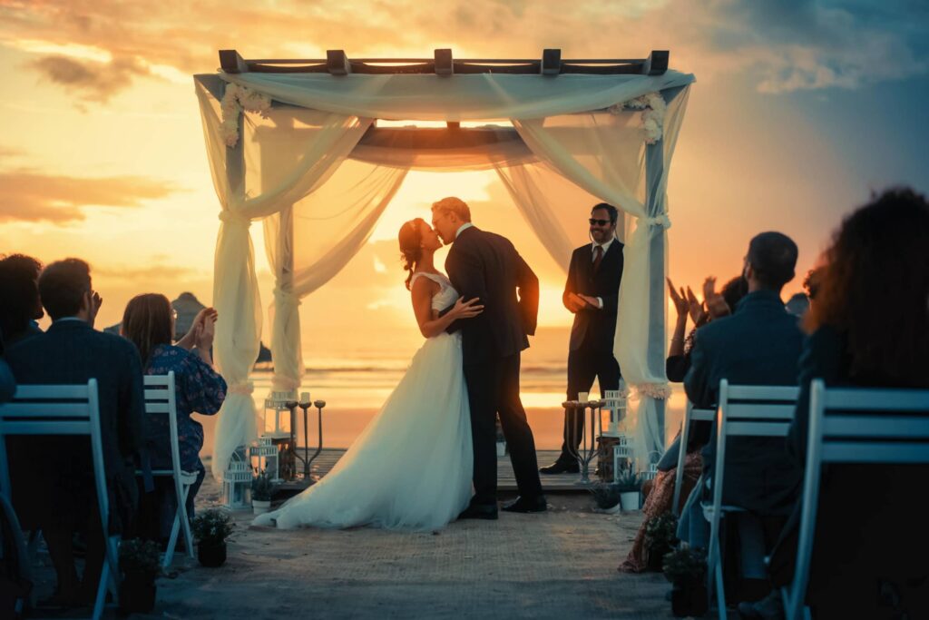 wedding during sunset