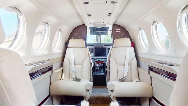 interior eye-level shot of the interior seats in contemporary king air c90