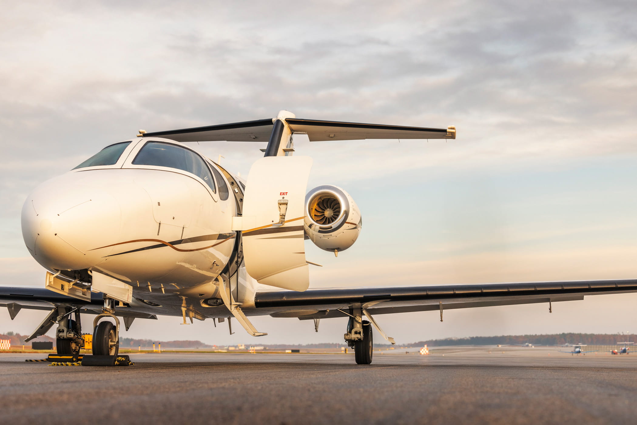 air new england's citation mustang exterior shot outside on the runway