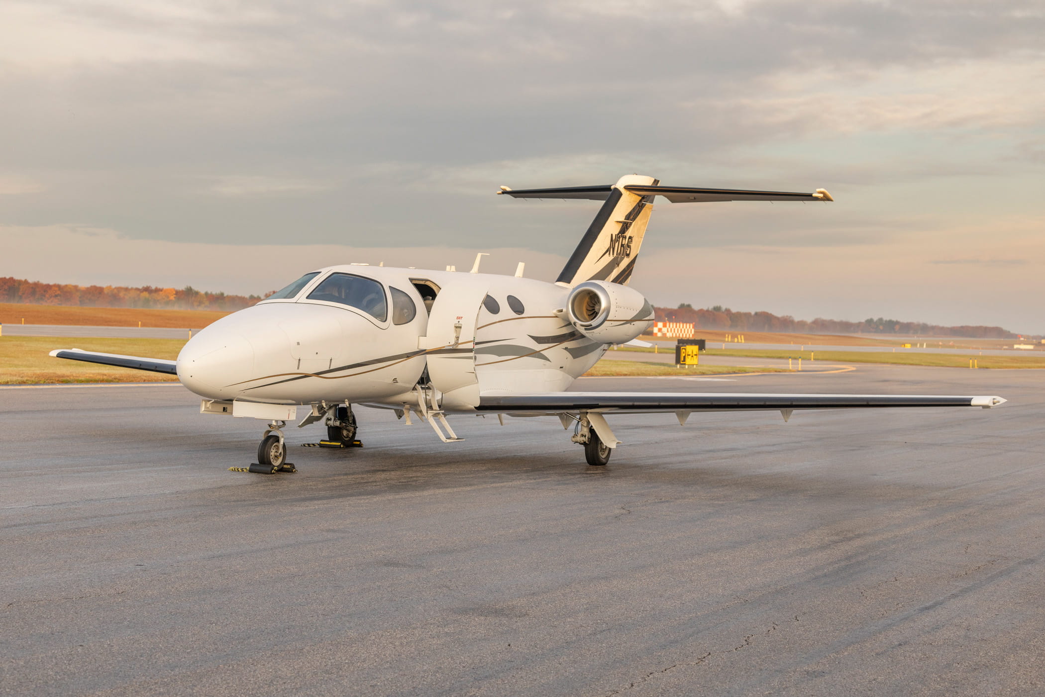 exterior of air new england's citation mustang outside