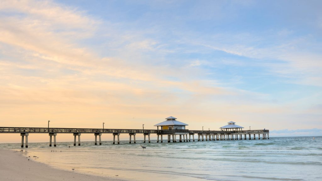 Early morning shot of the empty pier in Fort Myers, Florida