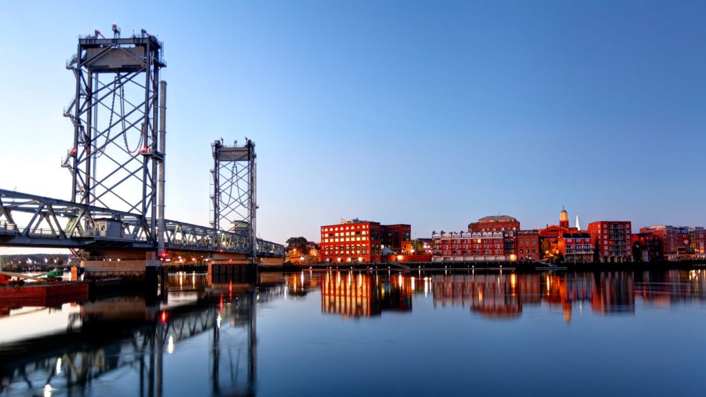 The Memorial Bridge connecting Portsmouth, New Hampshire, and Badger's Island in Kittery, Maine